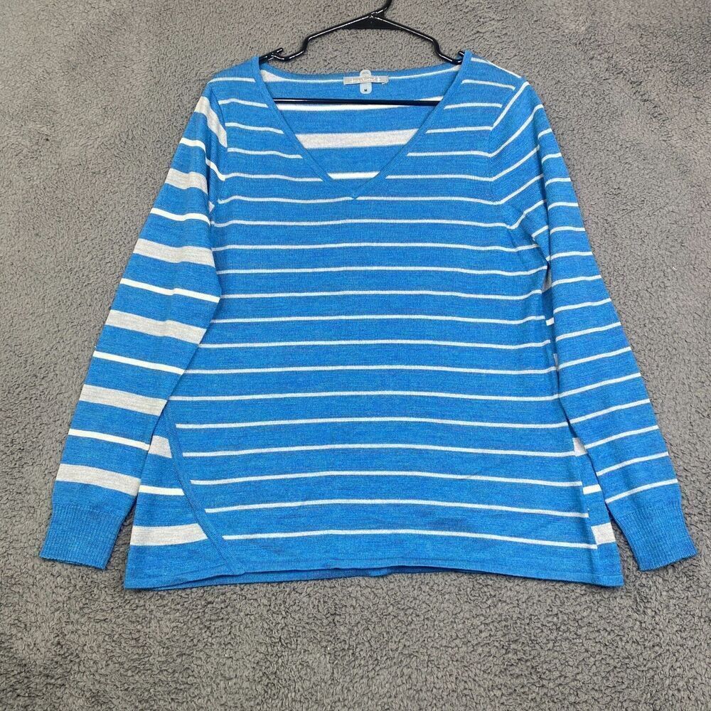 Smartwool Merino Wool Blend Striped V Neck Sweater Size Medium Style sw006741